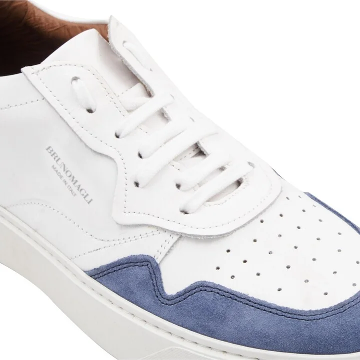 Bruno Magli Men's Dezi Lace Up Sneakers - White, Blue suede - Image 6