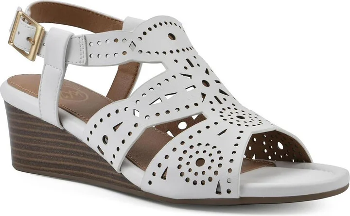 BRUSH UP Womens Faux Leather Ankle Strap Wedge Sandals