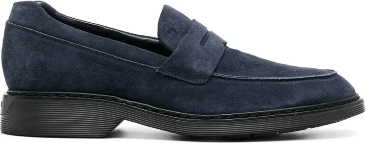 Brushed-Effect Leather Loafers