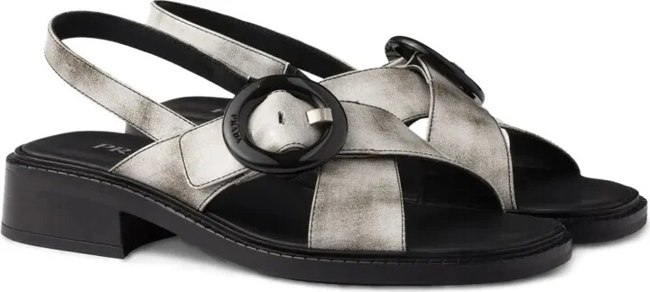 Brushed-Finish Leather Sandals - Image 2