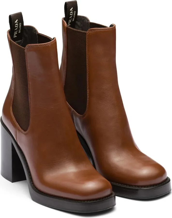 Brushed Leather 85mm Ankle Boots - Image 2