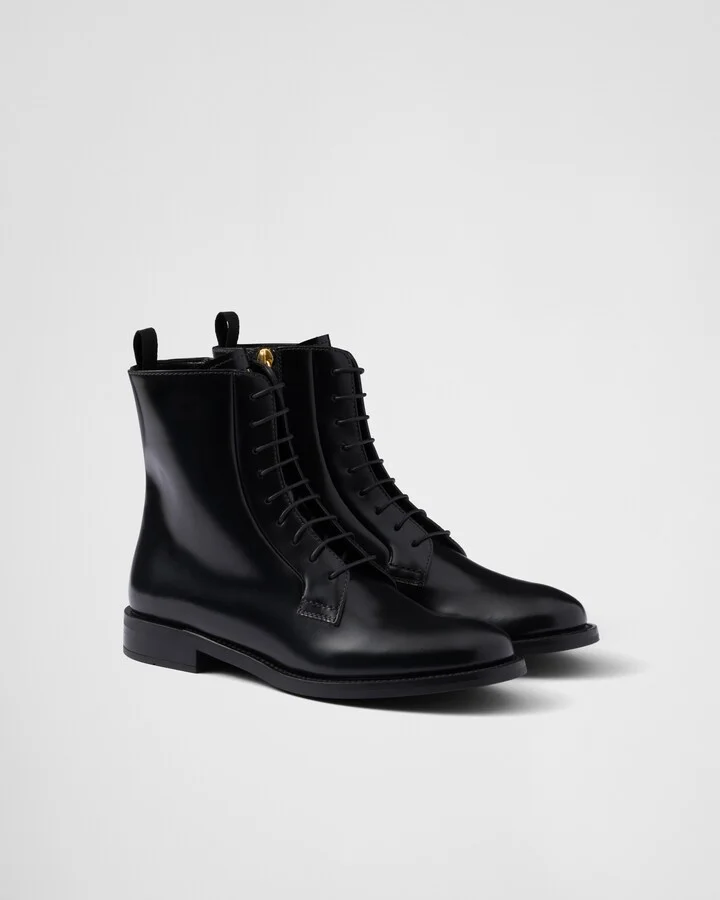 Brushed leather ankle boots