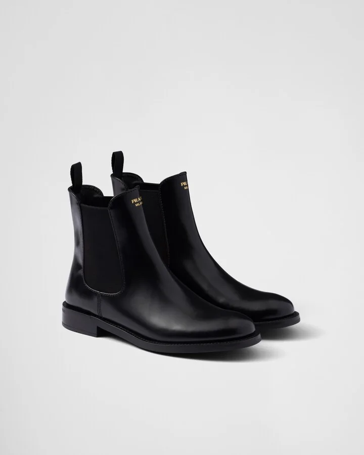 Brushed leather ankle boots