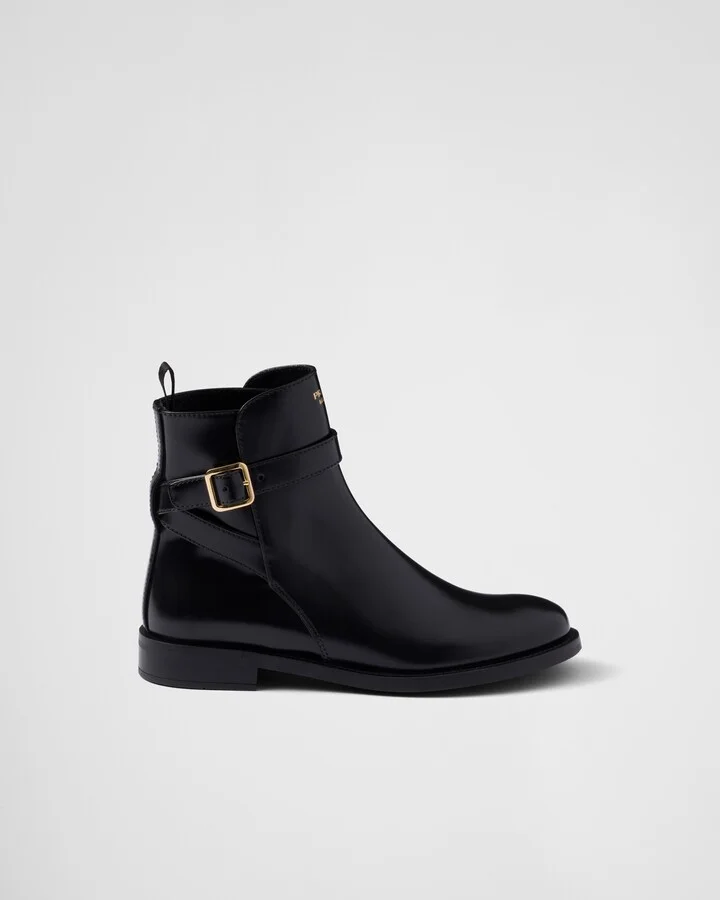 Brushed leather ankle boots with strap - Image 2