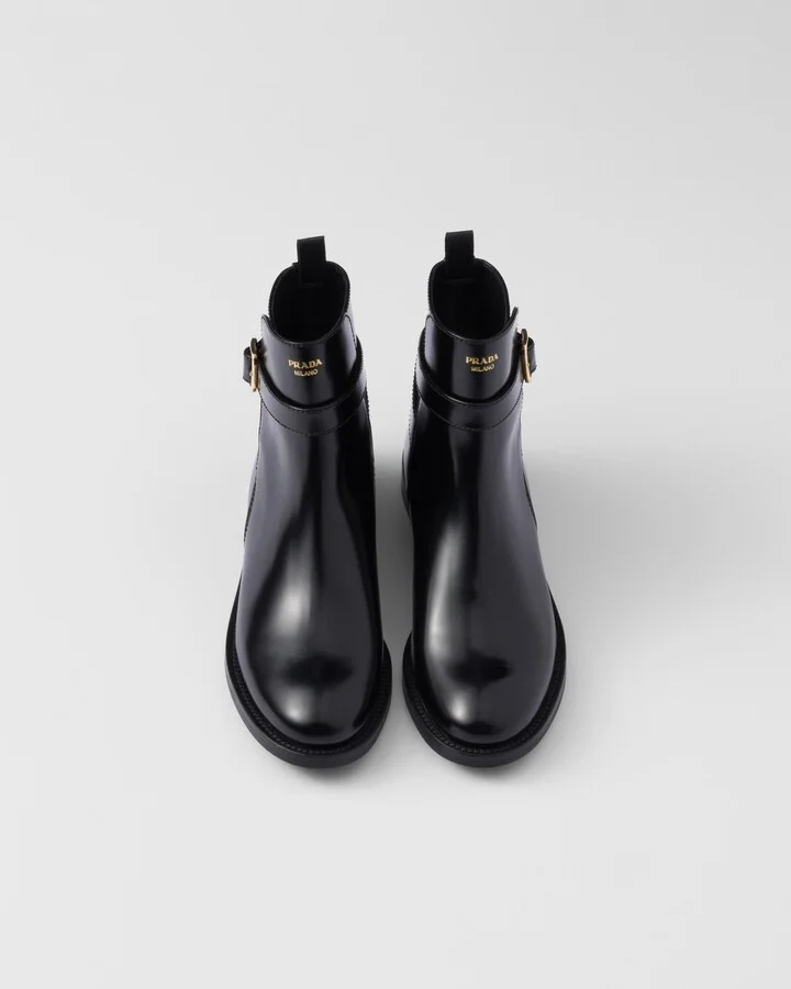 Brushed leather ankle boots with strap - Image 3