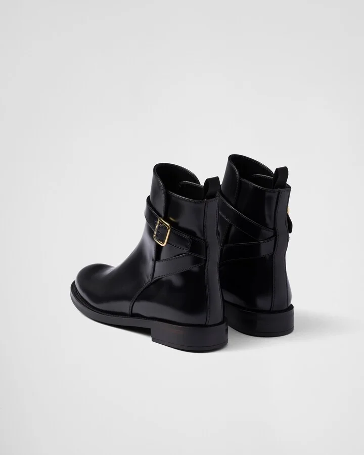 Brushed leather ankle boots with strap - Image 4
