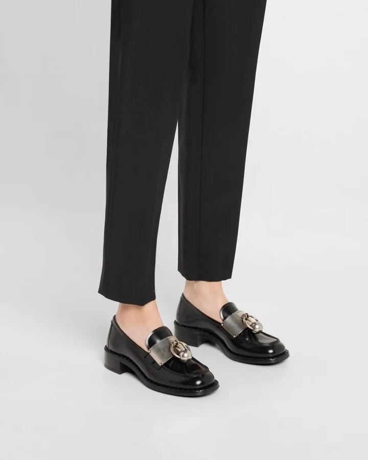 Brushed Leather Ball Chain Loafers - Image 10