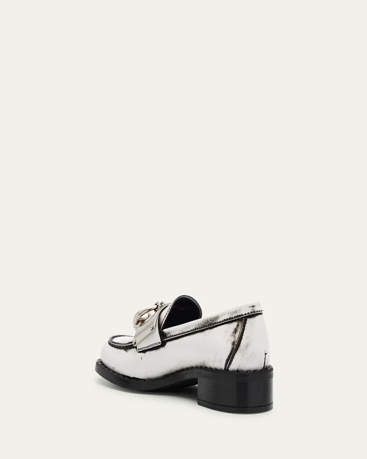 Brushed Leather Ball Chain Loafers - Image 3