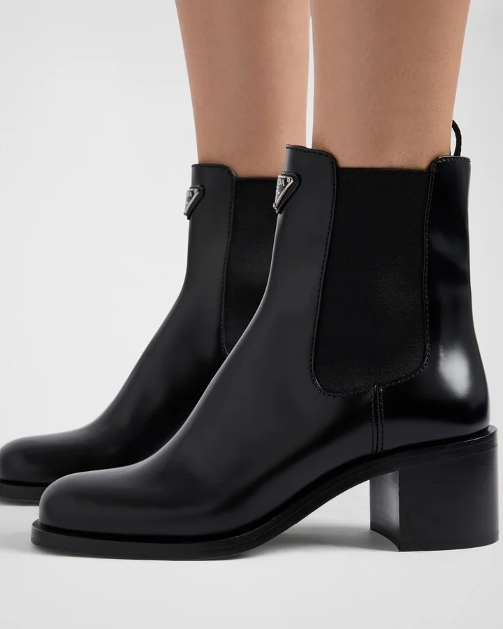 Brushed leather booties - Image 3