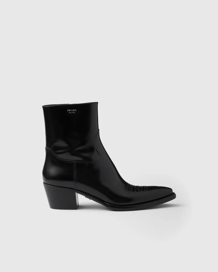 Brushed leather booties - Image 2