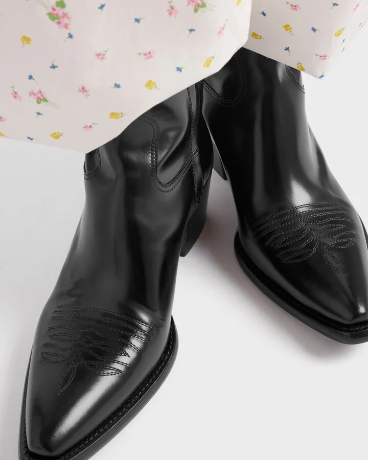 Brushed leather booties - Image 3