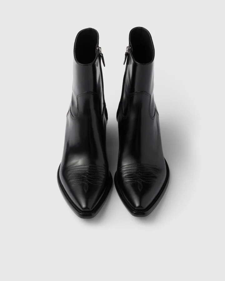 Brushed leather booties - Image 4