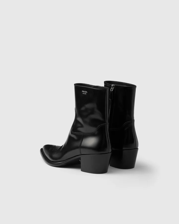 Brushed leather booties - Image 5