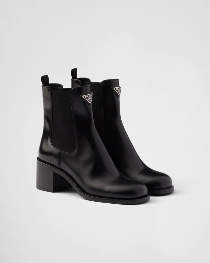 Brushed leather booties