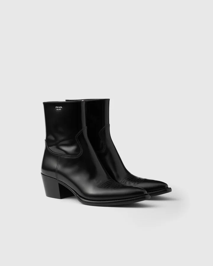 Brushed leather booties