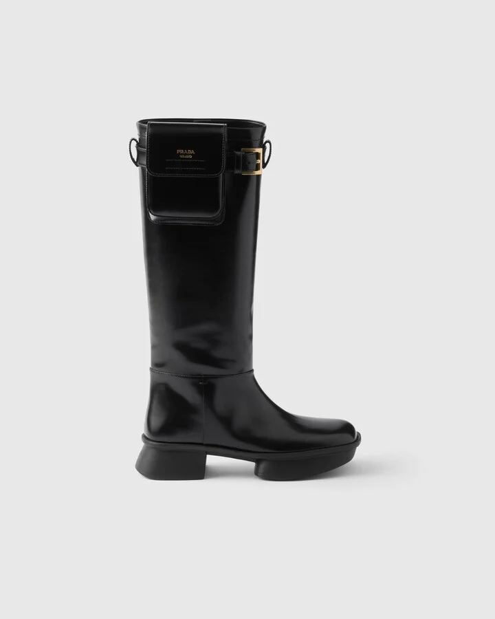 Brushed leather boots with pouch - Image 2