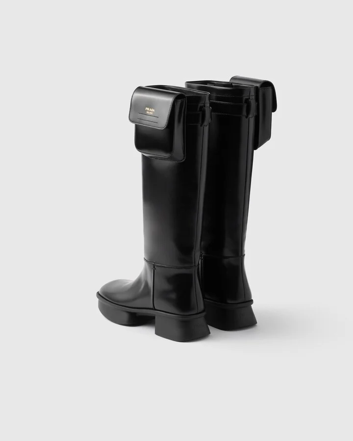 Brushed leather boots with pouch - Image 4