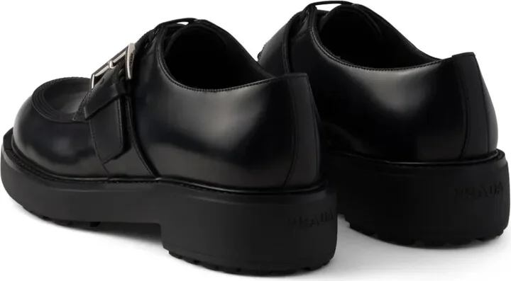 Brushed Leather Buckled Derby Shoes - Image 3