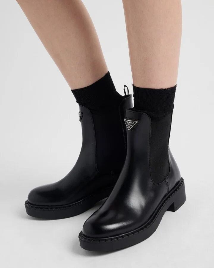Brushed leather Chelsea booties - Image 3