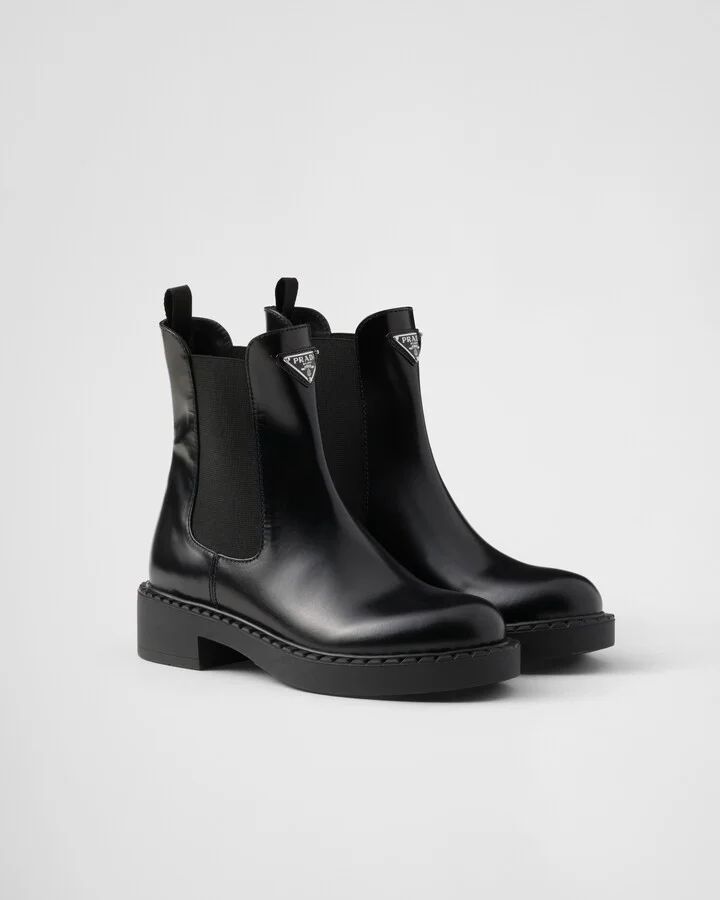 Brushed leather Chelsea booties