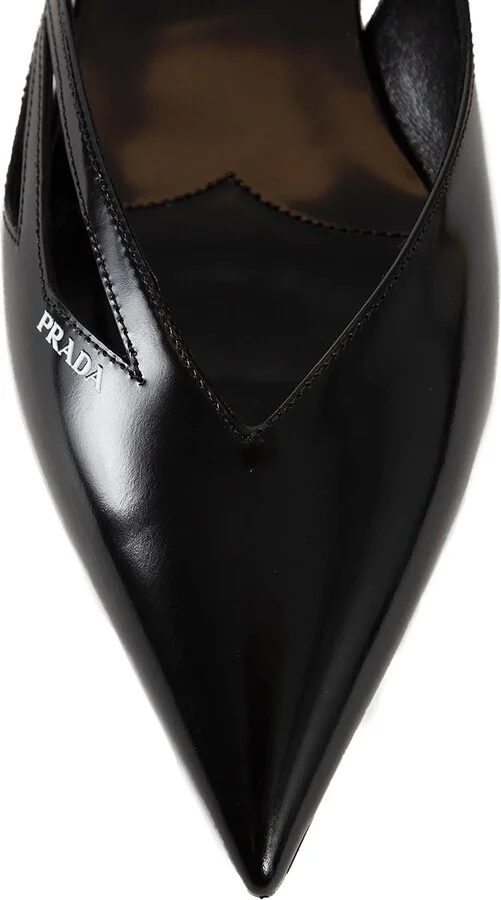 Brushed Leather Cut-out Ballerina Flats - Image 4