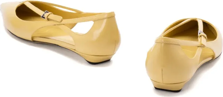 Brushed-Leather Cut-Out Ballerina Shoes - Image 3