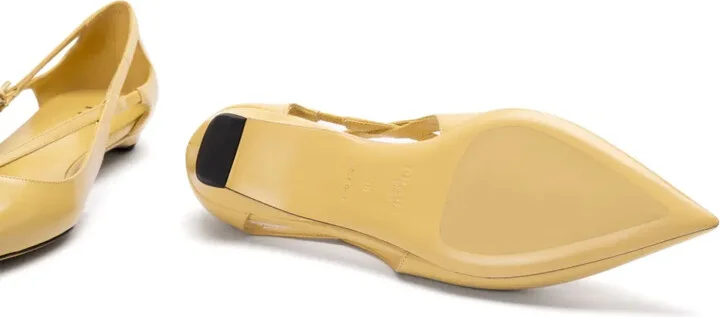 Brushed-Leather Cut-Out Ballerina Shoes - Image 5
