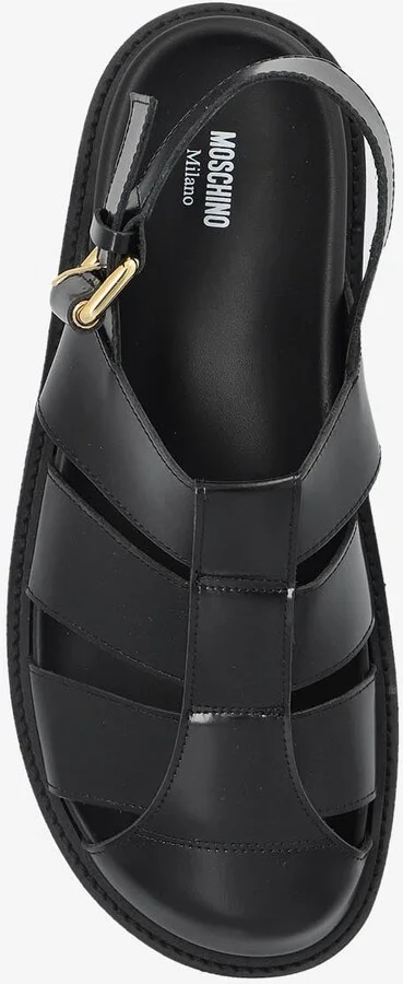Brushed Leather Cut-Out Sandals - Image 3