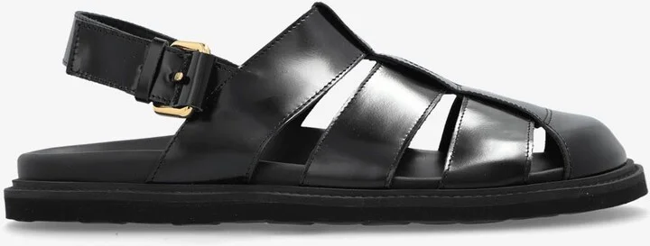 Brushed Leather Cut-Out Sandals