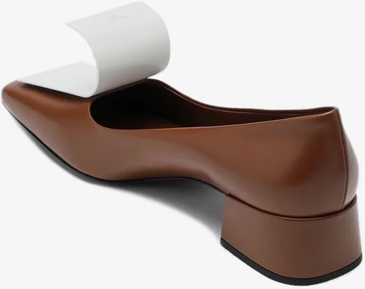 Brushed Leather Décolleté Loafers - Image 2