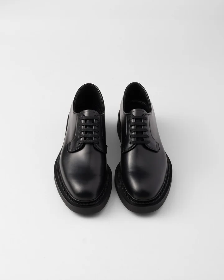 Brushed leather derby shoes - Image 3