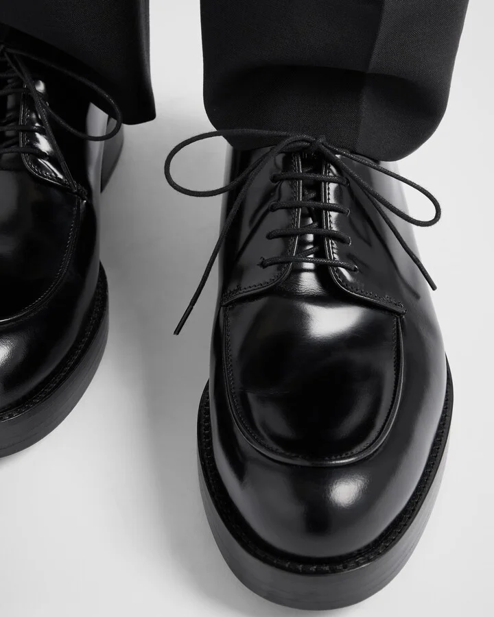 Brushed leather derby shoes - Image 3