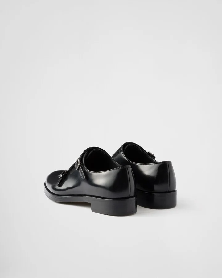 Brushed leather double monk strap shoes - Image 4