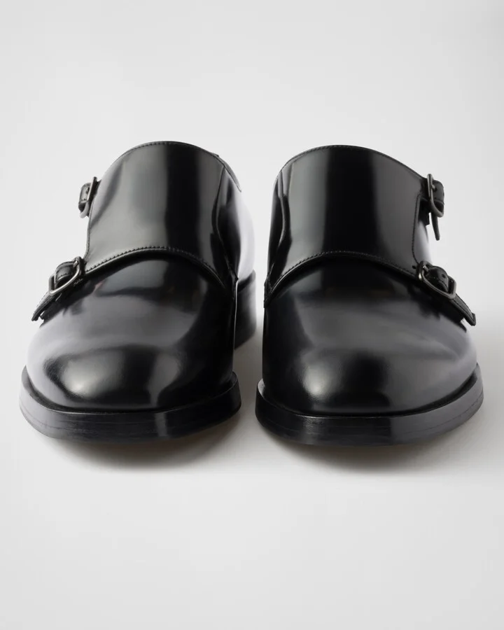 Brushed leather double monk strap shoes - Image 5