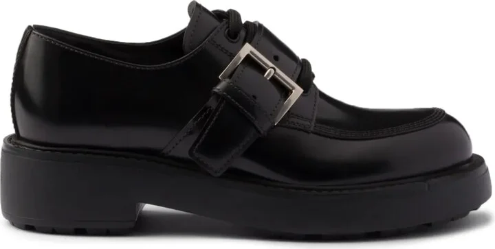 Brushed leather lace-up shoes