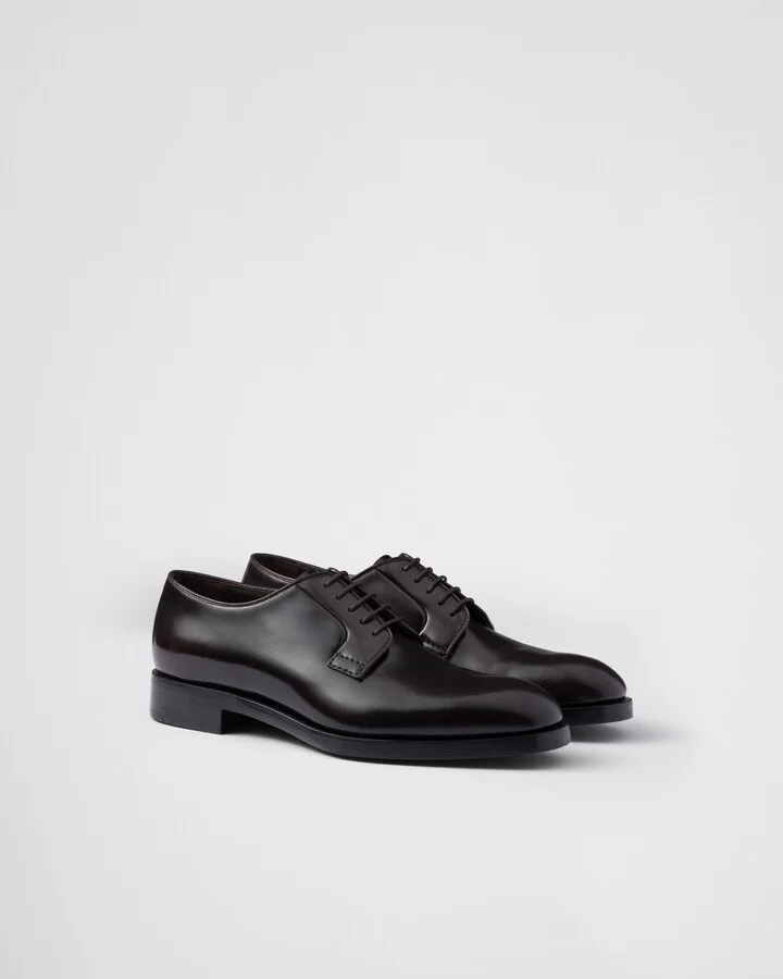 Brushed leather lace-up shoes