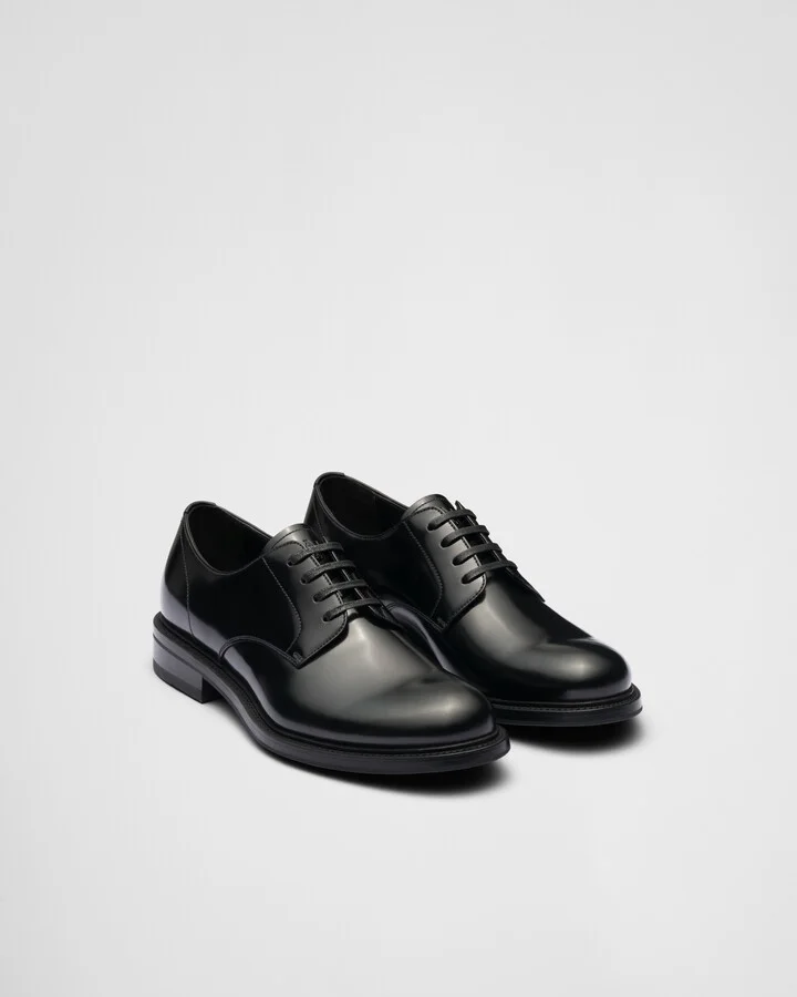 Brushed leather lace-up shoes