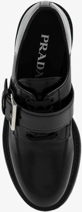 Brushed Leather Lace-Up Shoes with Strap - Image 2