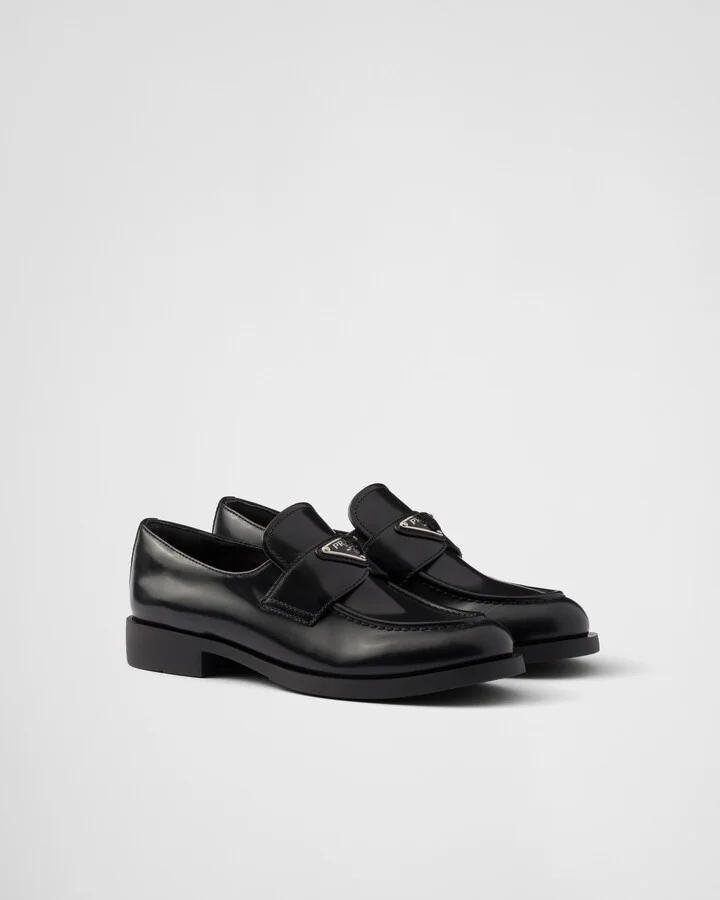 Brushed leather loafers