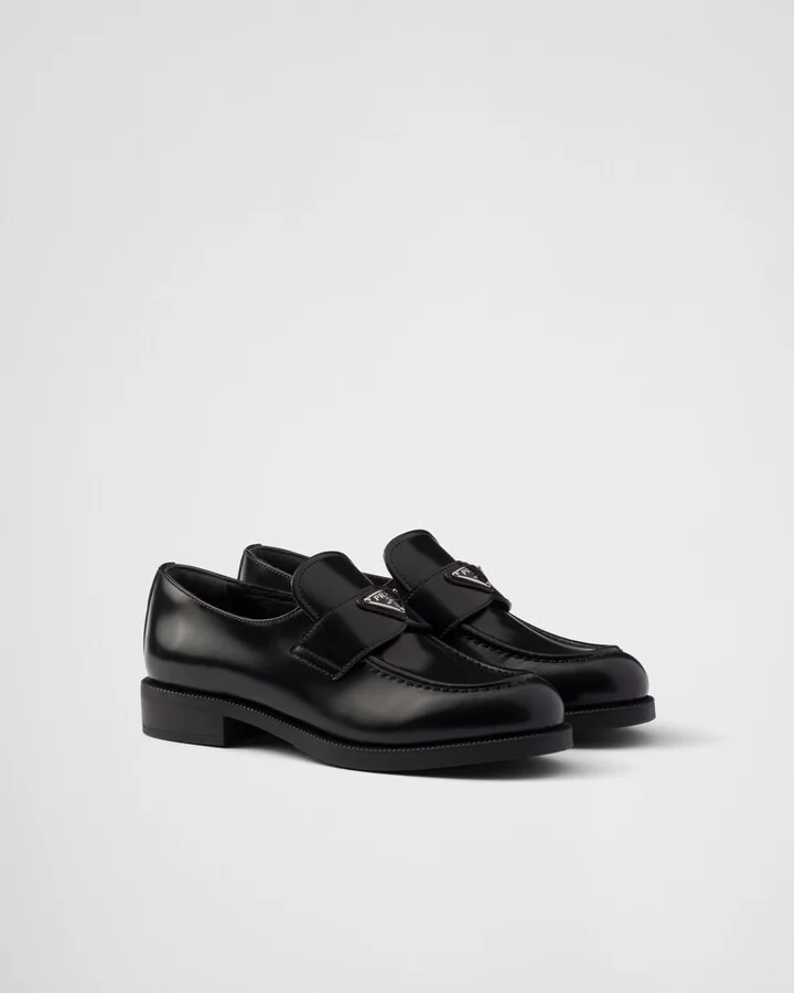 Brushed leather loafers