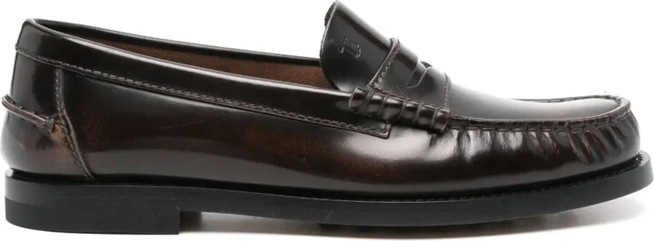 Brushed-Leather Loafers