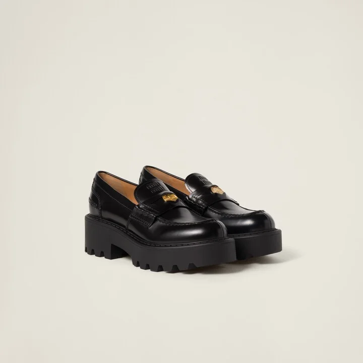 Brushed leather loafers