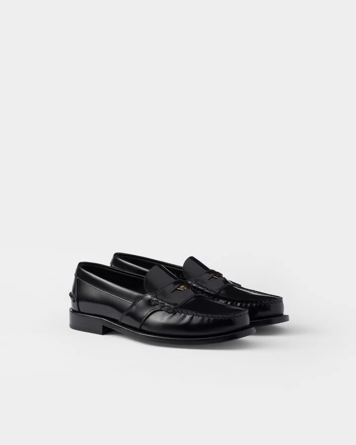 Brushed leather loafers