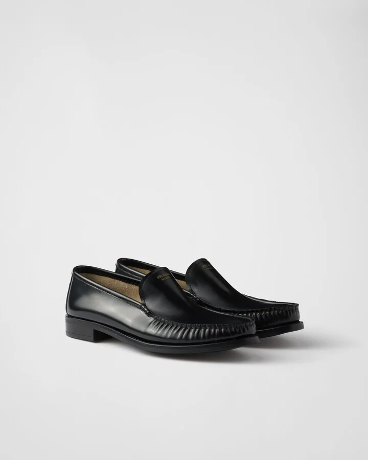 Brushed leather loafers