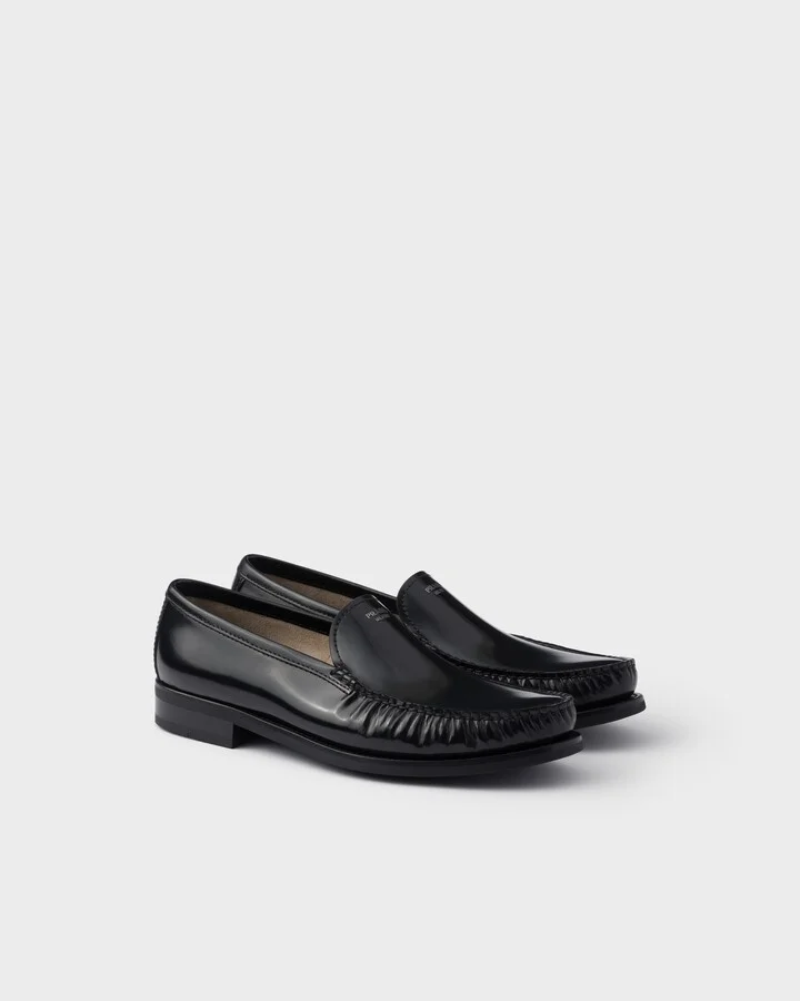 Brushed leather loafers