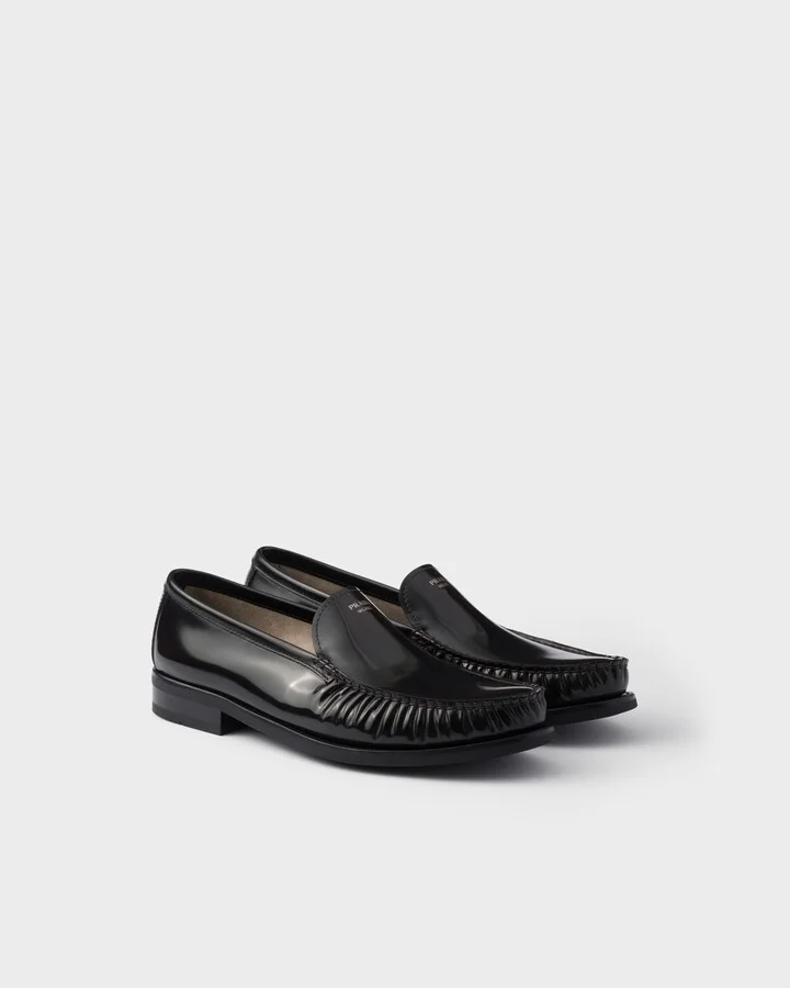 Brushed leather loafers