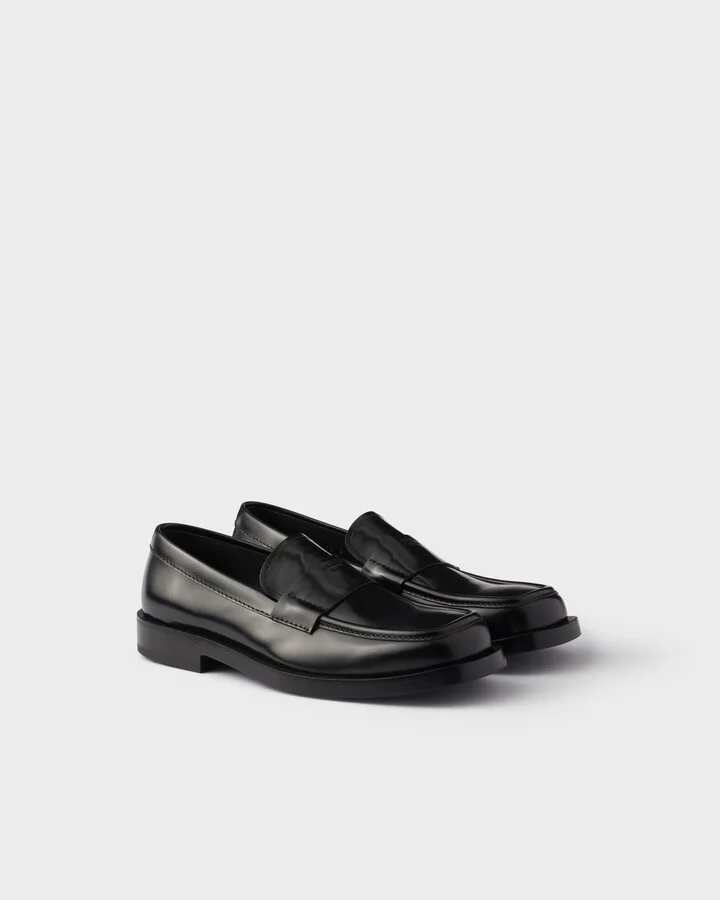 Brushed leather loafers