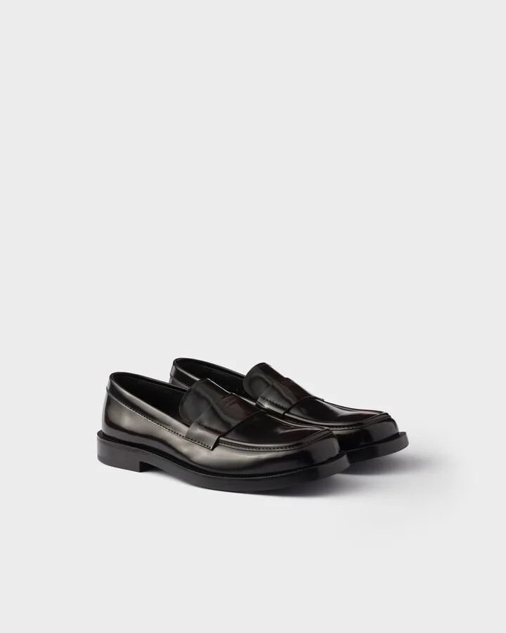 Brushed leather loafers