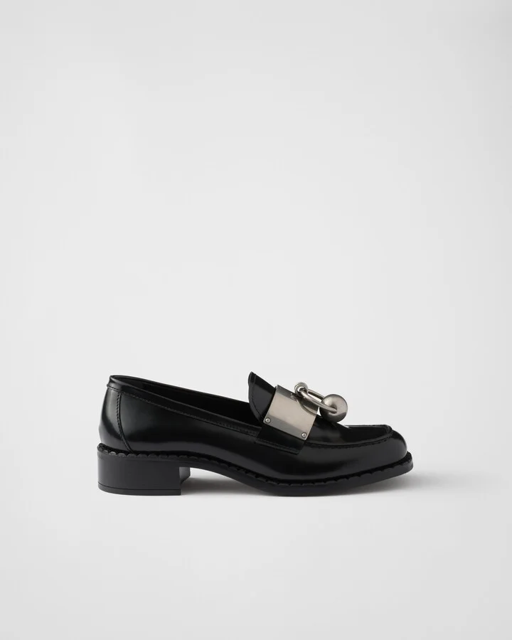 Brushed leather loafers with metal details - Image 2