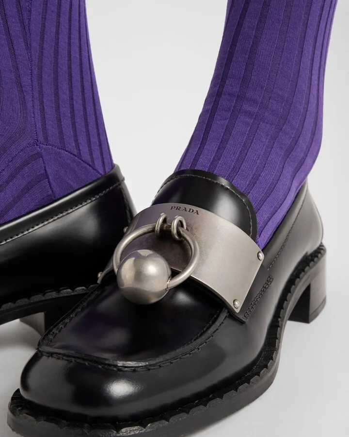 Brushed leather loafers with metal details - Image 3